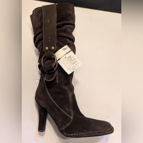Imperia Steven by Steve Madden Chocolate Brown Mid Calf Suede Boots Size 6.5 - Picture 2 of 6